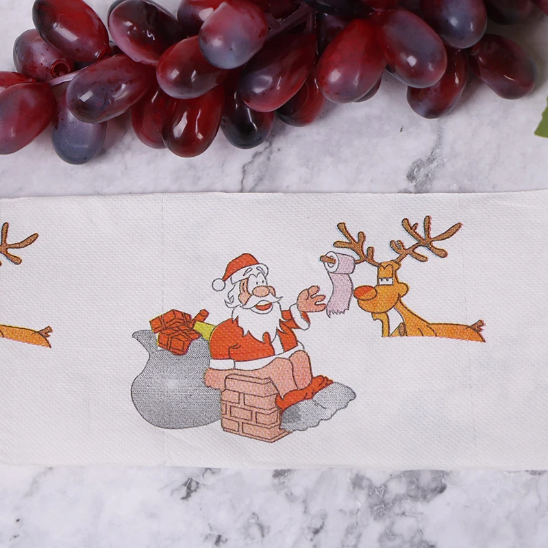 Christmas Table Napkin Home Santa Claus Bath Toilet Roll Paper Xmas Decor Tissue