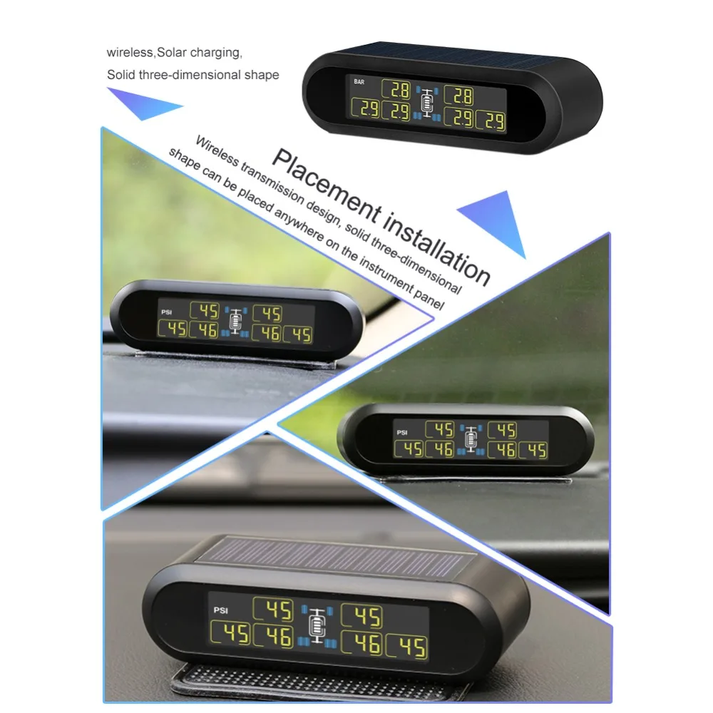 Система мониторинга давления в шинах 6 TPMS внешние датчики беспроводные колеса солнечные USB мощность TPMS для автомобиля RV транспортного средства