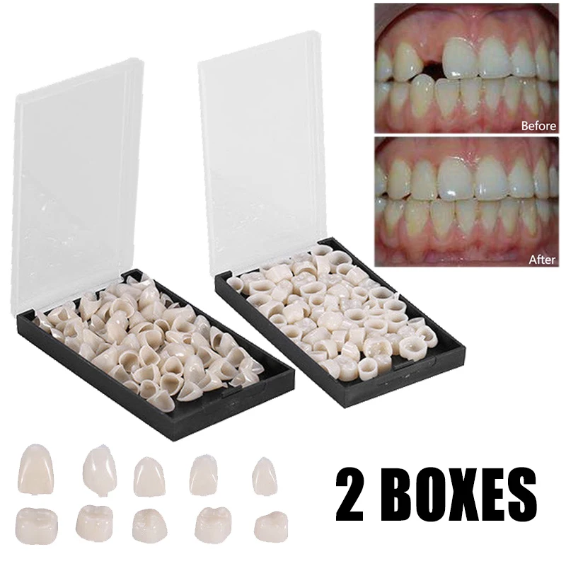 

2 Boxes Crowns Resin Materials Temporary Teeth Crown Realistic Oral Care Teeth Whitening Anterior Molar Crown Oral Care Tools