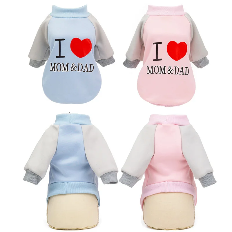 Одежда для маленьких собак с надписью «I Love Mom& Dad», теплая куртка для собак, зимняя толстовка с капюшоном для собак, одежда для кошек/щенков чихуахуа, одежда для маленьких собак