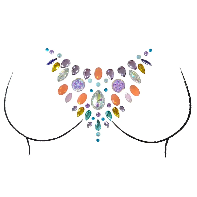 Ручной работы временный акриловый клей сторонний стикер Блестящий кристалл лицо Boob драгоценность сексуальные женские украшения для тела музыкальный фестиваль Хэллоуин