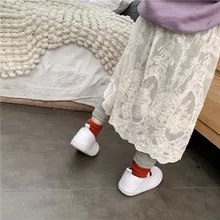 Осенние модные кружевные лоскутные штаны для маленьких девочек; kirt; Детские универсальные узкие брюки; 1-6Y