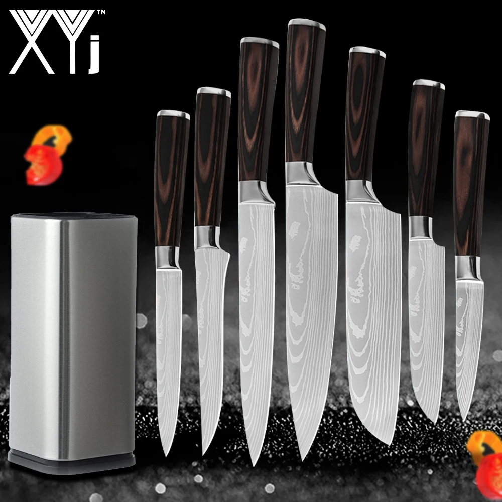 

XYj Kitchen Knife Set Professional With Holder Stainless Steel Japanese Cooking Slicing Chef Knives High Quality Kitchen Storage