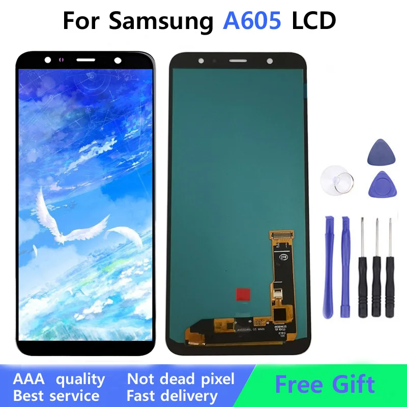 ЖК-дисплей AMOLED для Samsung Galaxy A6 Plus 2018 A605 A605fd с сенсорным экраном и дигитайзером в