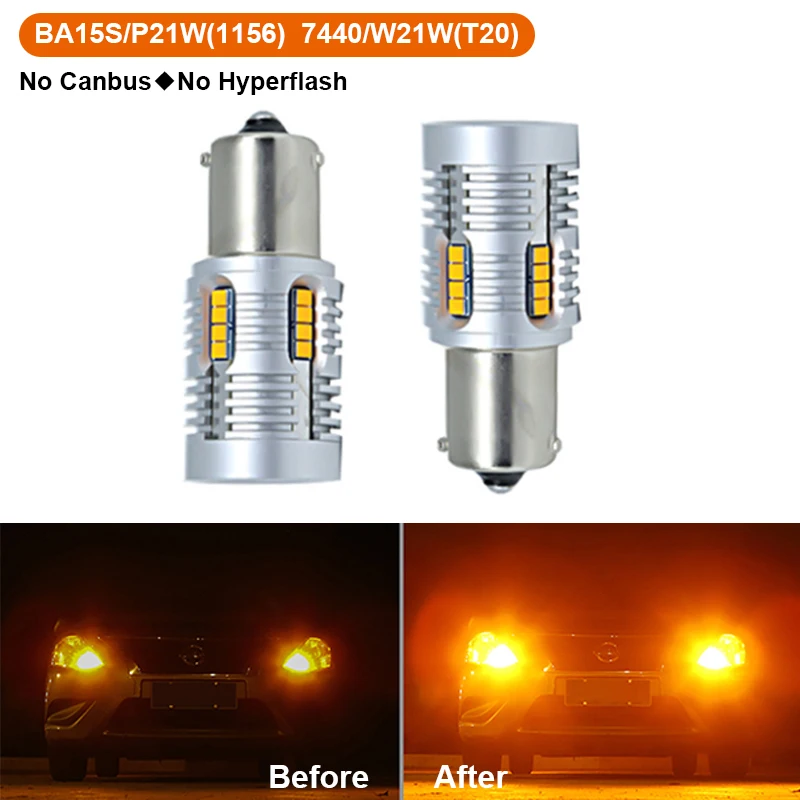 2x W21W 7440 T20 12V высокомощный Янтарный/оранжевый Автомобильный светодиодный индикатор поворота для Citroen C5 C4 C3 Mini Cooper Opel Astra H G J