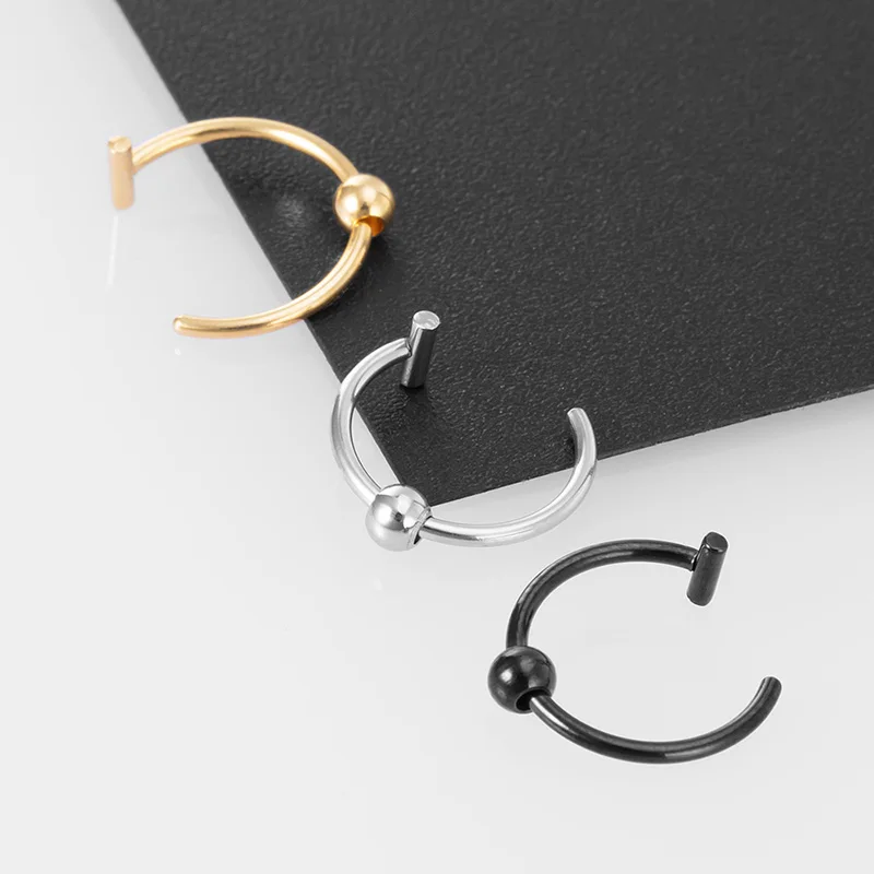 Women Lip Ring Piercing Fake Stainless Steel Nose Rings Septum Piercing Clip on Mouth Non Punk Cuff Hoop Earring 1-3pcs