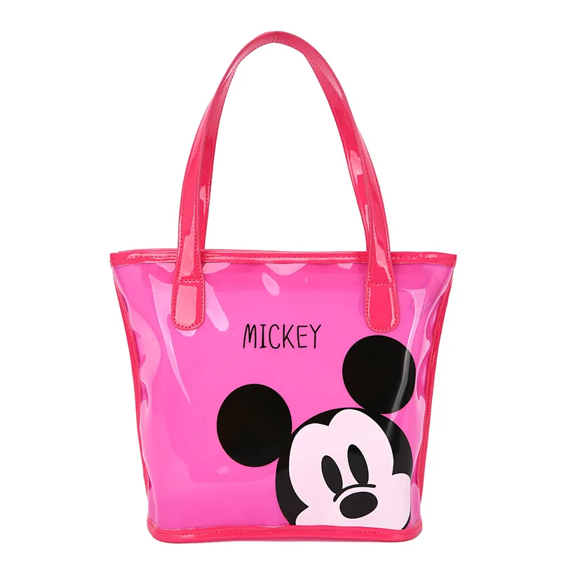 Disney women bag Mickey Mouse transparent jelly bag cartoon printed handbag Korean cute one shoulder bag slant cross bag