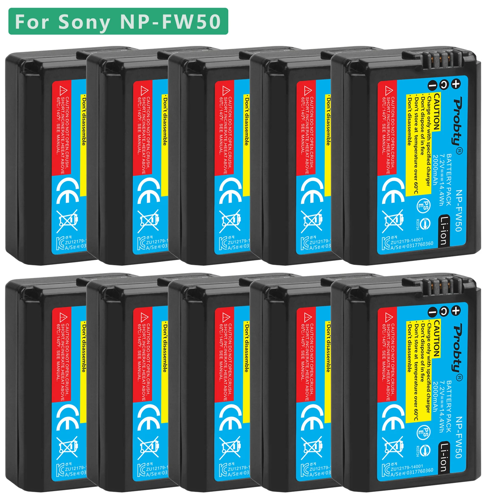 10 Pz 2000Mah Np-Fw50 Np Fw50 Batteria Ricaricabile Per Sony Nex-7 Nex-5R Nex-F3 Nex-3D Alpha A5000 A6000 Alpha 7 A7Ii
