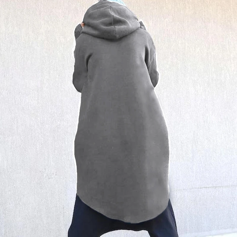 Plus Size Hoodies Celmia Women Asymmetrical Sweatshirts Winter Casual Solid Long Sleeve Pullover Pockets Hooded Tracksuits
