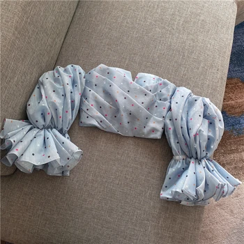 

Crop Top Women Sexy Tops Retro Princess Sweet Puff Sleeve Sexy Tube Top Short Polka Dot Chiffon Blouse Blusas Ladies Blouses