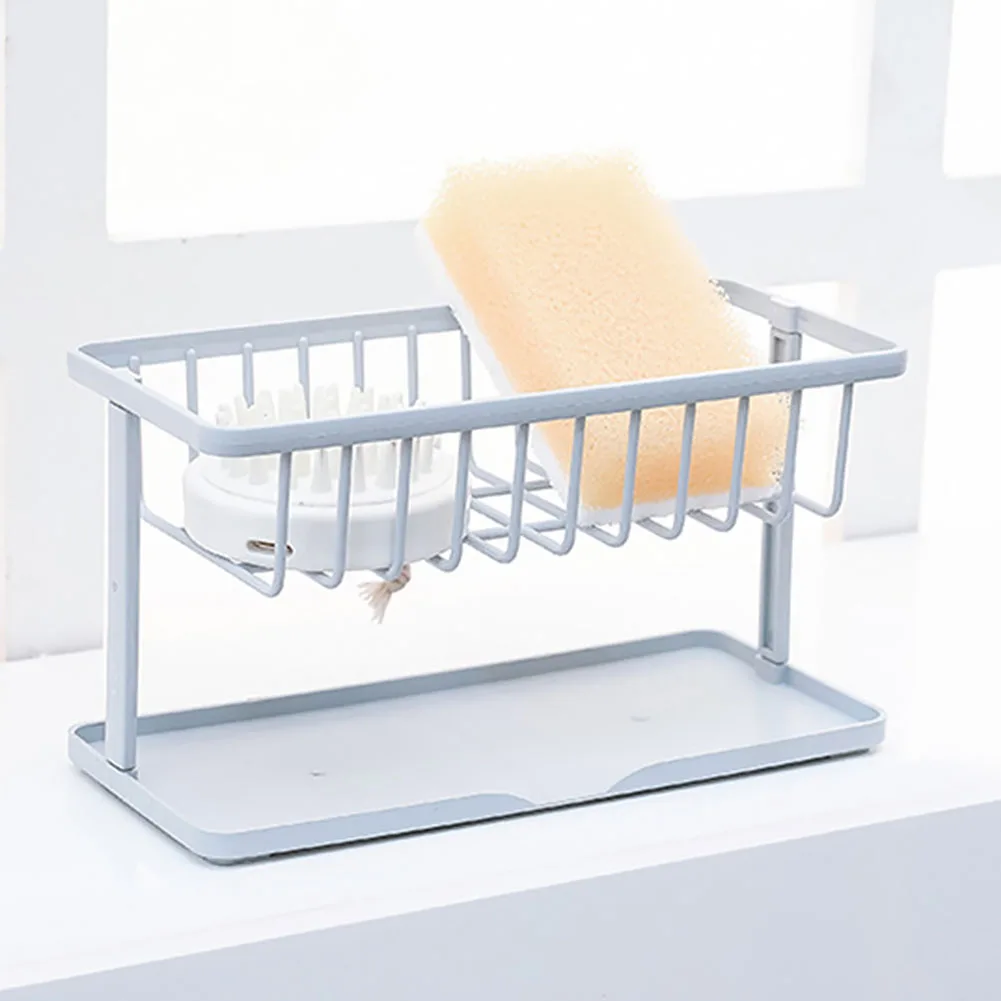 Grey Storage Accessories Double Layer ABS Holder Sink Shelf Wash Stand Bathroom Soap Sponge Organizer Detachable Kitchen Drain Rack - Цвет: Grey