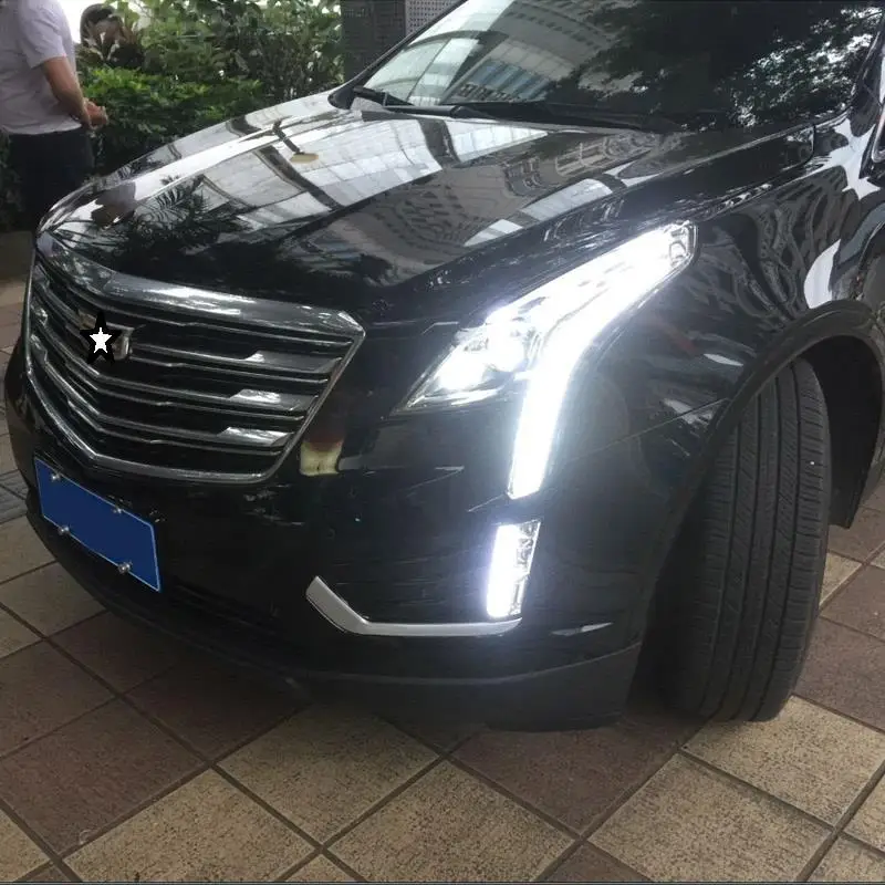 Наружная автомобильная лампа Drl для бега Neblineros Para, Автомобильные светодиодные фары, передние противотуманные фары 17 18 для Cadillac XT5