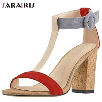 

SaraIris Round Heel Ankle Strap Mixed Color Sandals Women 2020 Brand Sandals Ladies Summer Open Toe Shoes