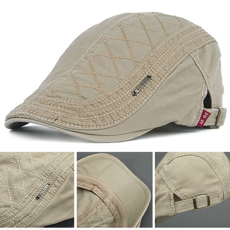 

Mens Flat Caps Gatsby Ivy Cotton Golf Driving Cabbie Newsboy Beret Driving Hat Grid Embroidery Berets Hats