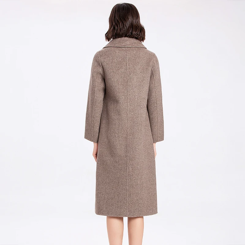 Woolen Jacket Female New Handmade Thick Double-Sided Cashmere Coat Female long section European and American fashion casual