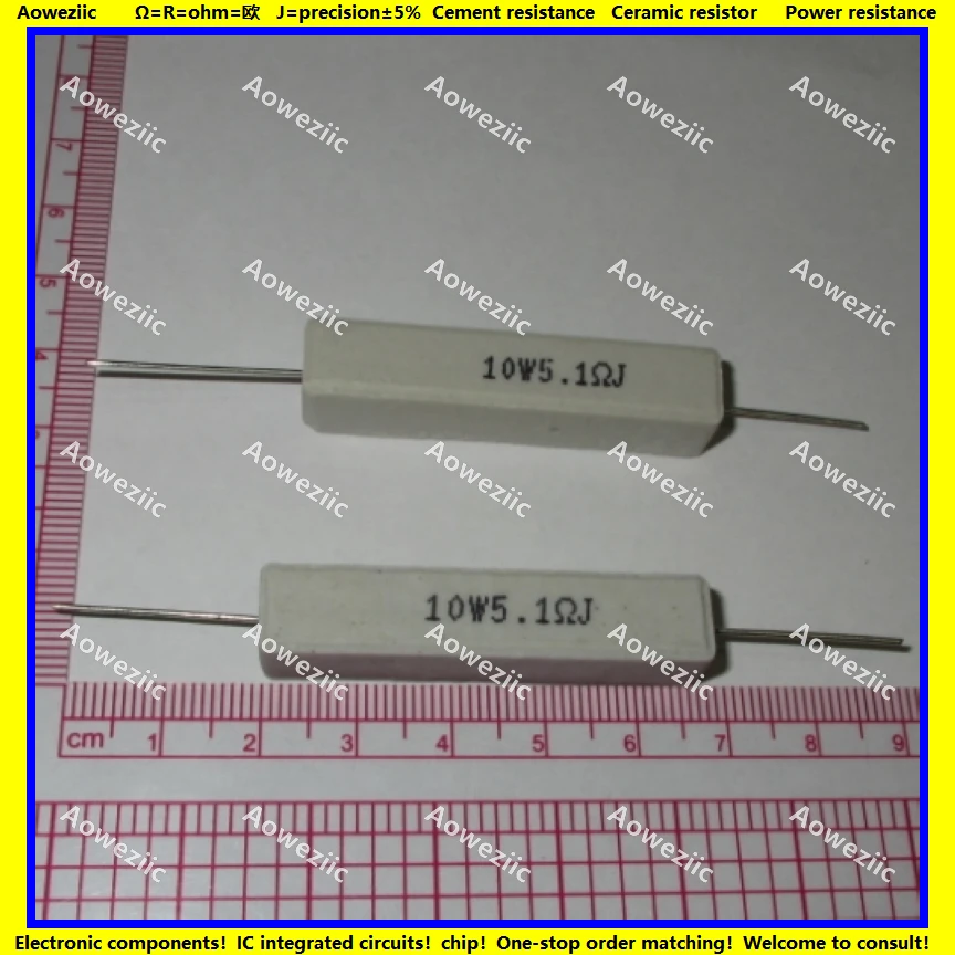 

10Pcs RX27 Horizontal cement resistor 10W 5.1 ohm 5.1 RJ 10W5R1J 10W5.1RJ ohm Ceramic Resistance precision 5% Power resistance