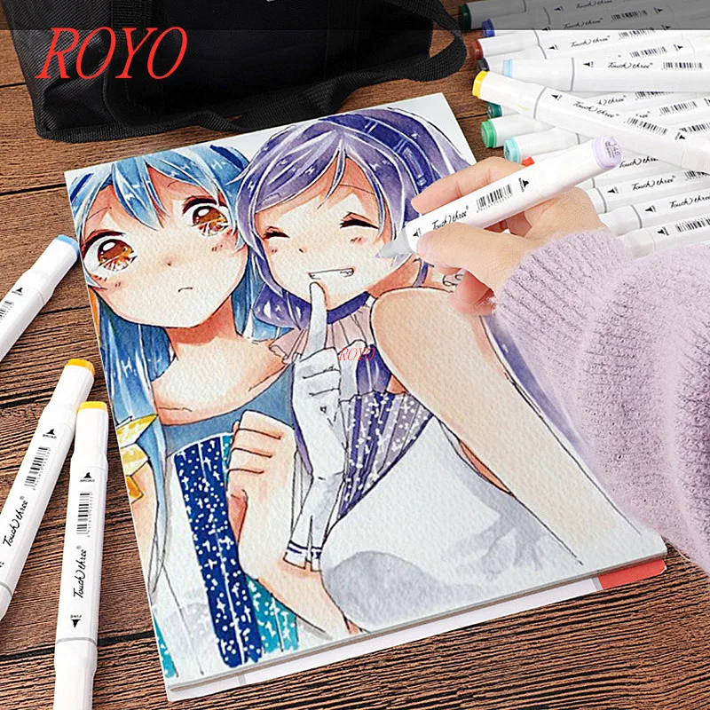 T3-60 Colors Dual Tips Permanent Marker Pens, Alcohol Based Markers Colored Artist Drawing Marker Set with Carrying Case