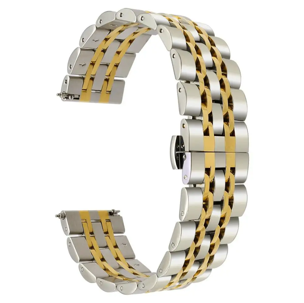 Ремешок из нержавеющей стали для samsung galaxy watch 46 мм/gear S3 Frontier/Classic R760/R770 Huami band bracelet watch band - Цвет ремешка: Silver gold