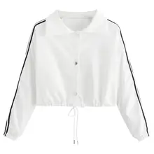 Hxroolrp белые женские тонкие куртки с длинным рукавом, женская повседневная спортивная куртка на молнии с капюшоном, укороченная верхняя одежда, мода