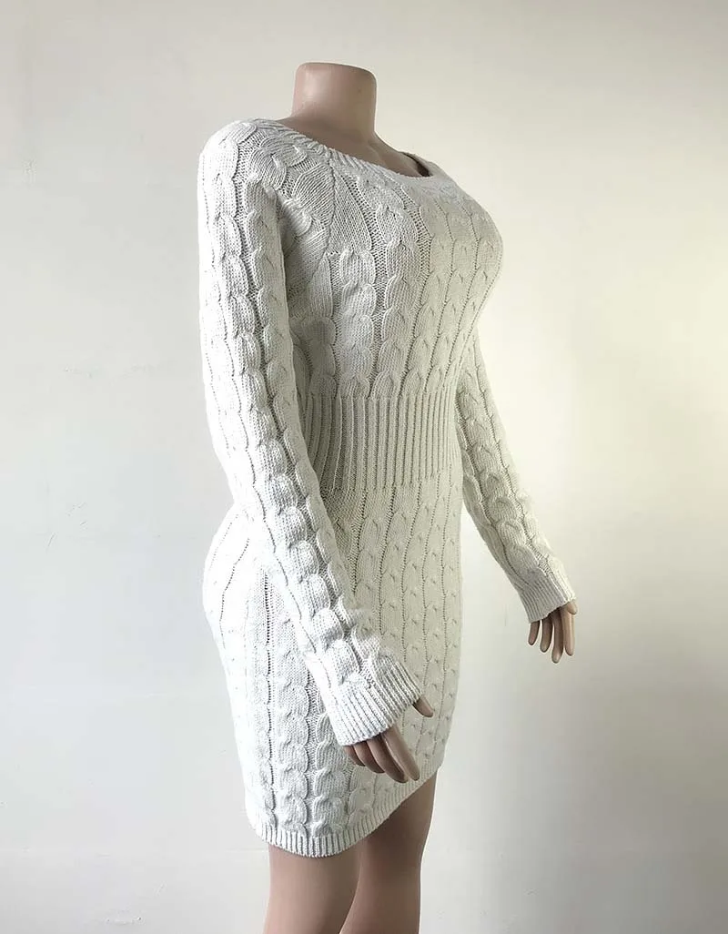 2019 осенне-зимнее длинное платье-свитер женский теплый плотный свитер с открытым плечом Женский Длинный трикотажный свитер для женщин