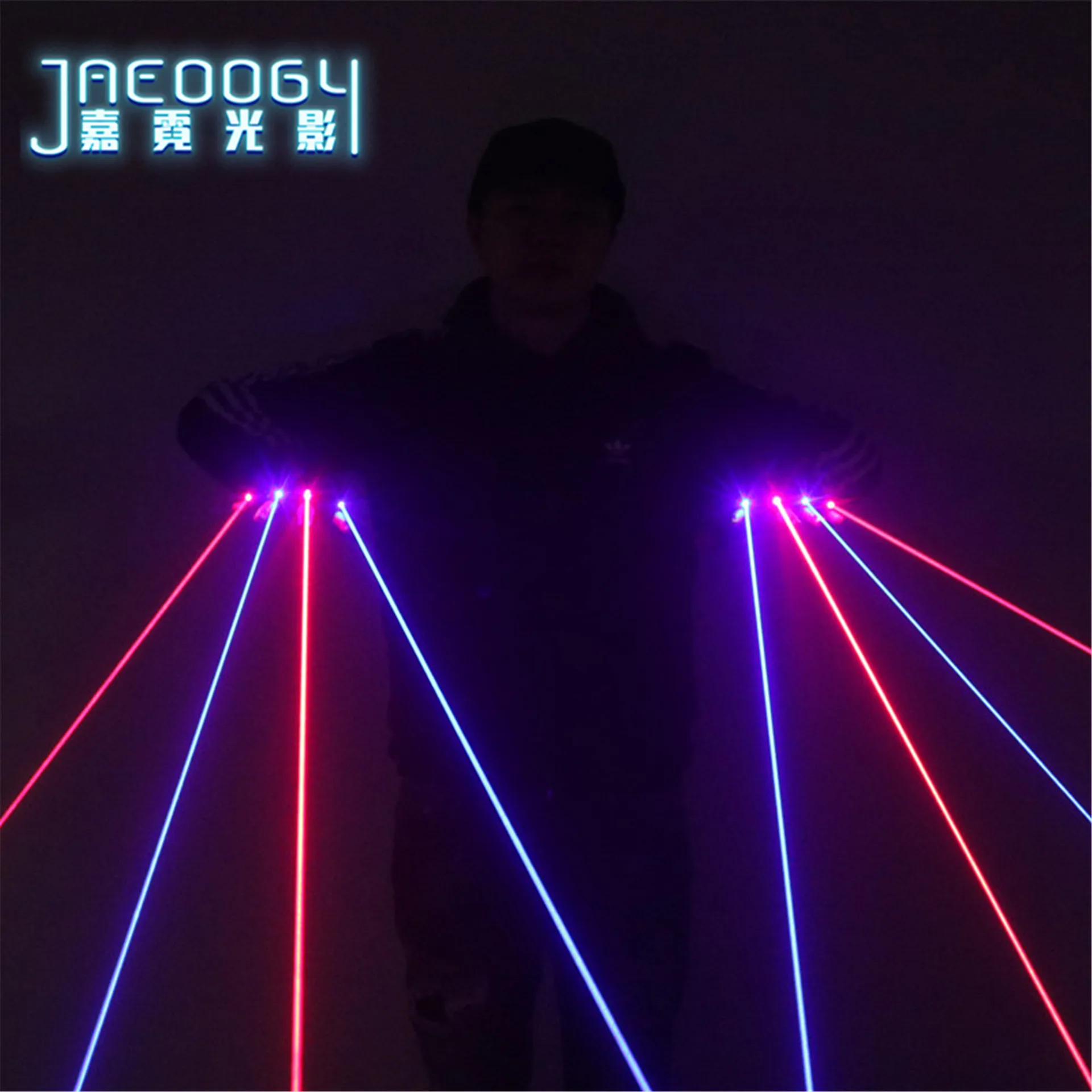 로봇이 있는 레이저 장갑, 빛나는 의류 액세서리, 현장 분위기 소품, 음악 축제 및 바 파티, 파란색과 빨간색