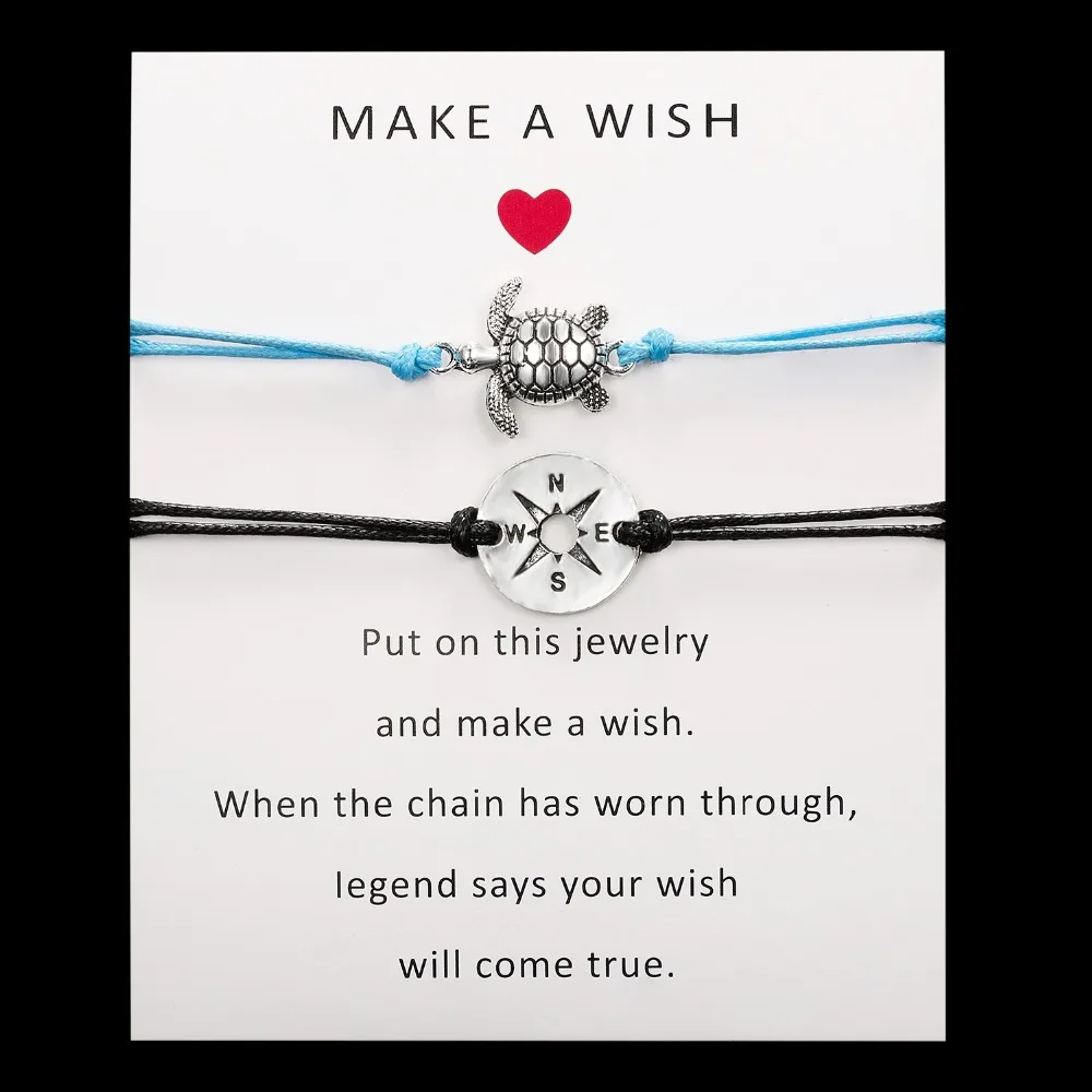 Belleper Make a Wish/Friendship/Mom Love Card Turtle Adjustable Fashion High Quality Bracelet Charm Female New Unique Jewelry