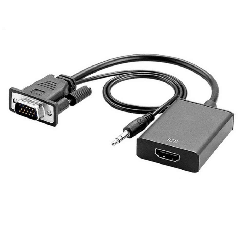 Adaptador Vga a de 1080P HD con Cable de Audio de 3,5mm, adaptador compatible con Vga a HDMI para PC, Ps4, a HDTV, convertidor de Audio de vídeo|Conectores y