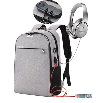 

Multifunctional Men's Travel Backpack Pickproof With Audio Jack Back Bag School Backpack Business Notebook Mochila