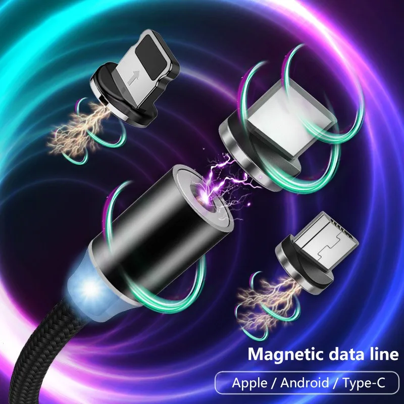 Магнитный usb-кабель для быстрой зарядки для Iphone TYPE-C, Micro USB, Android, IOS, линия передачи данных для Xiaomi Redmi, samsung, магнитный шнур