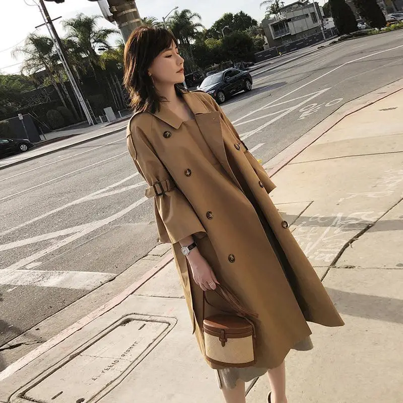 

Bell Sleeve Trend Joint Fashion Elegant Casual 2019 Spring Trench Coat Suit Collar