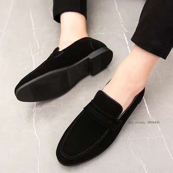 

2019 Slip on Men Casual Shoes Comfortable fahsion Luxury Brand High Quality suede Leather Slipper Loafers Summer Shoes L4