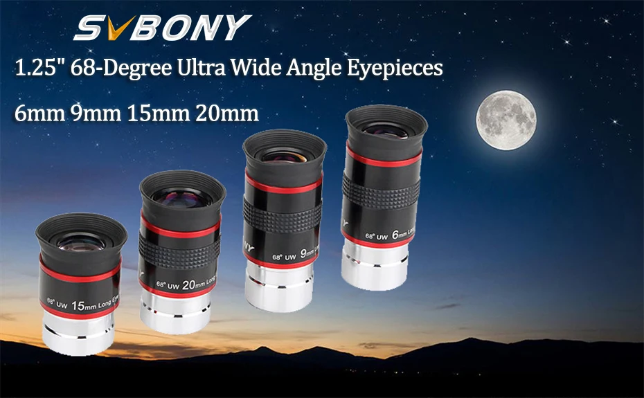SVBONY Telescopes Eyepieces 1.25 inches Eyepiece 68 Degree Ultra Wide Angle 15mm 