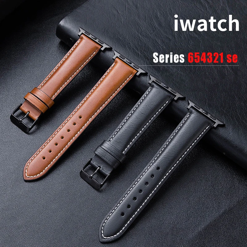 

Leather strap For Apple watch band 44mm 40mm iWatch band 38mm 42mm Genuine leather watchband for Apple watch 6 5 4 3 se bracelet