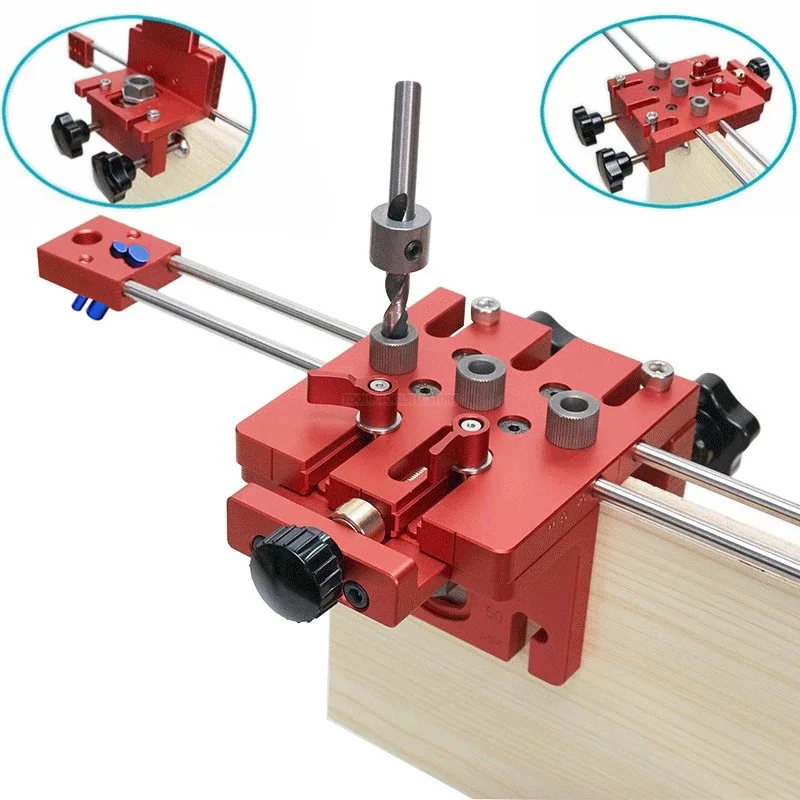 Wood Panel Hole Puncher Aluminum Alloy Center Punching Gauge Woodworking Tool Precise Punch Locator Drilling Tools DIY Woodworking Tool Red X600-1-Red 