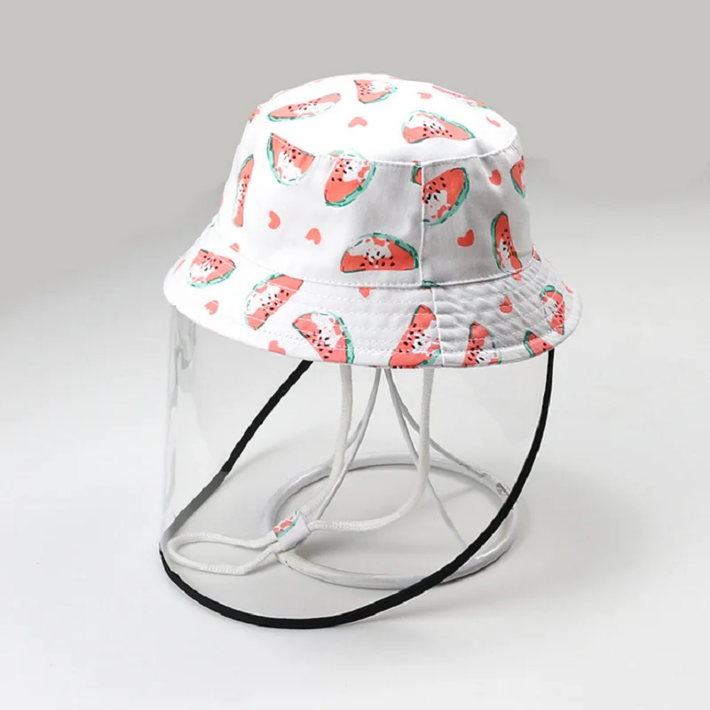 

AA Children Cap Fashion Cartoon Pattern Kids Boys Girls Hat With Transparent Cover Adjustable Sun Cap Anti Saliva Hats