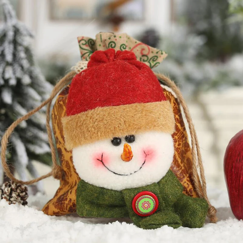 snowman Горячая искусственная кора яблочный мешок Снеговик Рождественское украшение искусственная кора яблочный мешок стерео кукла старый олень сладкий подарок в сумочке сумка - Цвет: snowman