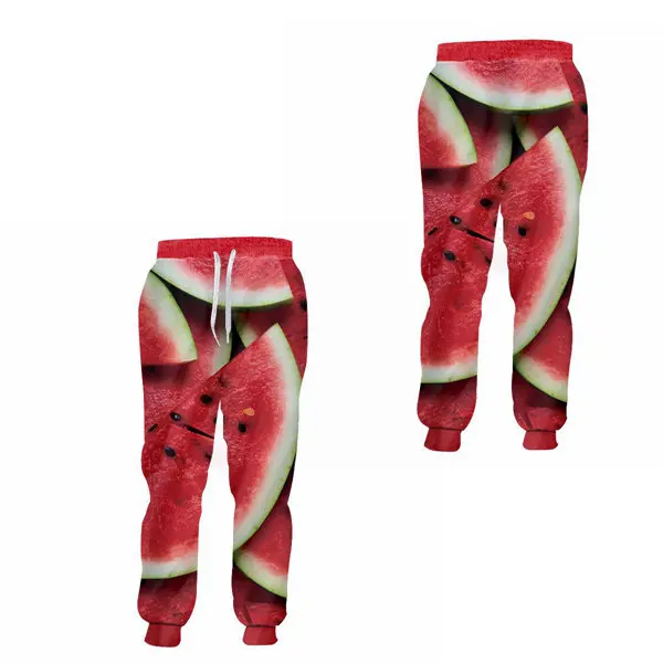watermelon pants Новинка, мужские спортивные штаны с 3d принтом акулы едят пиццу, Осенние штаны для фитнеса, мужские и женские штаны для бега в стиле хип-хоп, панк-рок, брюки на заказ, S-7XL - Color: watermelon pants