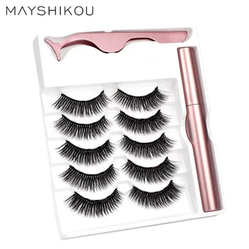 

Magnetic Eyelashes 3D 5Pairs Make-up Set liquid-eyeliner False Eyelashes Thick Style Fake Eyelash-Extension