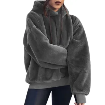 

Winter Warm Hoodie Sweatshirt Women Loose Thick Fashion Solid Hoodies Long Sleeve Female Sweatshirts Streetwear New Arrival