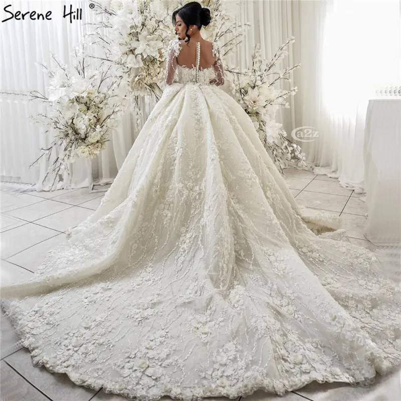 Серен Хилл белое свадебное платье с длинным рукавом ручной работы Цветы Дубай v-образным вырезом винтажное элегантное платье принцессы Свадебное платье CHA2263