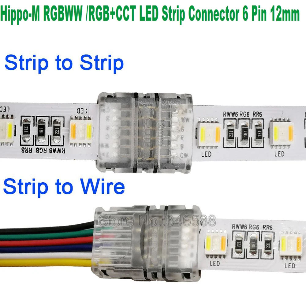 10pcs/lot 6pin Rgbcct Led Strip Connector Strip To Wire Strip To Strip  Terminal For Ip20 Ip65 Waterproof 12mm Rgb+cct Led Strip - Connectors -  AliExpress