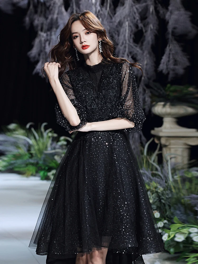 conservative long sleeve dress Rafferiza Women's Navy Blue Autumn Elegant Modest Party Long Sleeve Dress,Floral Bow Tie-Waisted A-Line Skirt,Conservative Noble Outfit For Banquet&Dining
