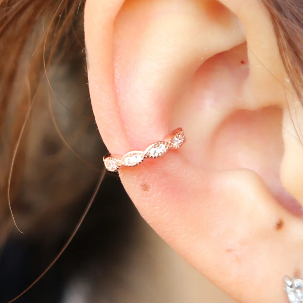 Женские серьги Клипсы из серебра 925 пробы с фианитом|clip on earrings|ear cuff clipcuff clip earings |