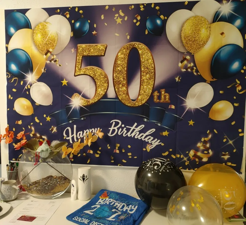 Photo Backdrop Adult Birthday Party Gold Glitters Ballon Flowers Baby Photography Customize Name Photographic Backgrounds Photo Studio