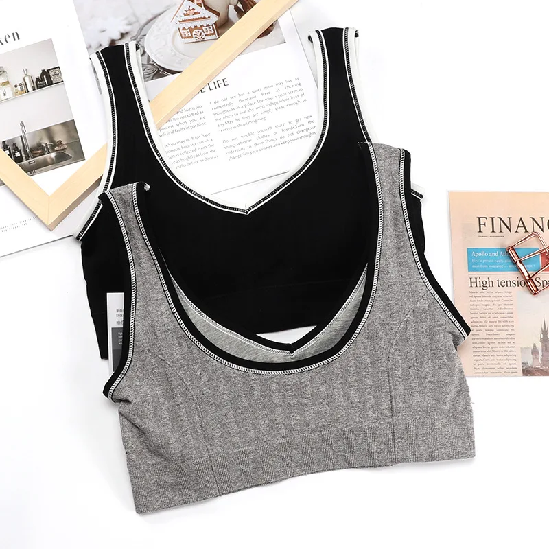 Korean Bra Women's Cotton Underwear Tube Top Bra Sexy Top Women's Sports Girl Soft Tank Up Seamless Solid Color Crop