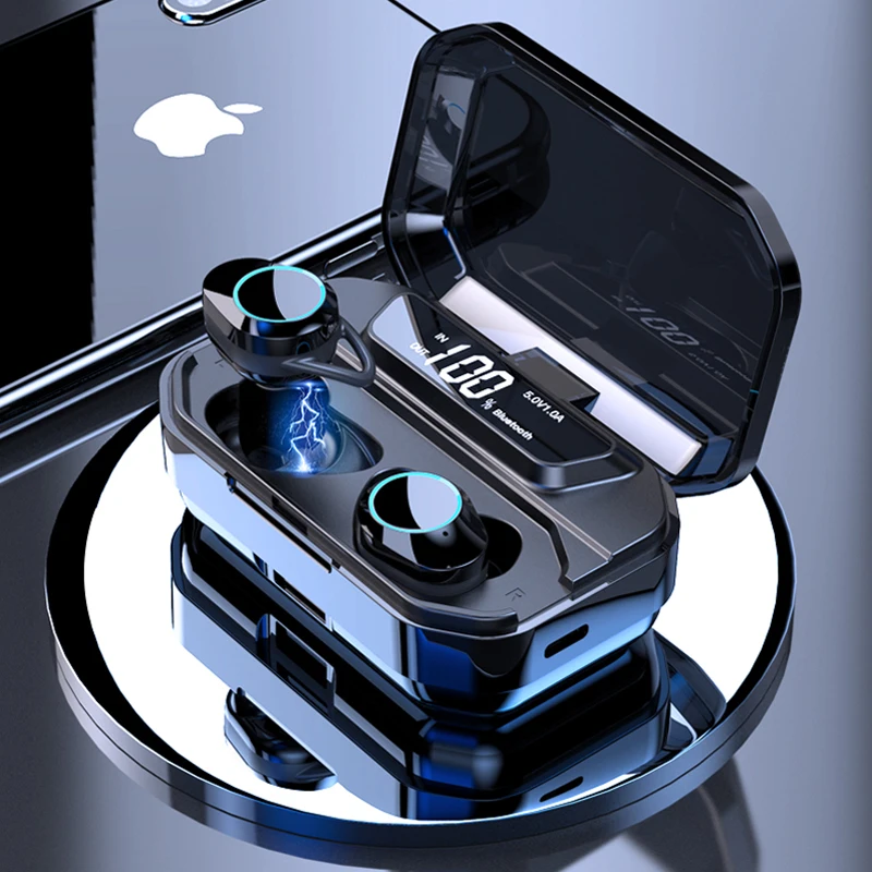 

G02 TWS Wireless Bluetooth Earphones Sport Running Stereo Earbuds IPX7 Waterproof Earphones 3300mAh LED Power Bank Phone Holder