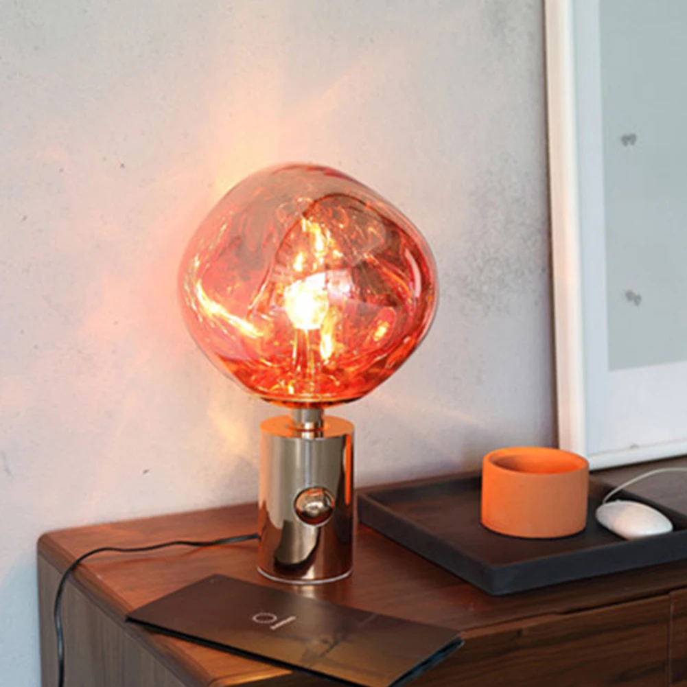 Volcanic Lava Table Lamp, Glass Desk Lamp, Nightstand for Bedroom Bedside- 10 x 17 Inches, Art Diamond Decoration Table Lamp