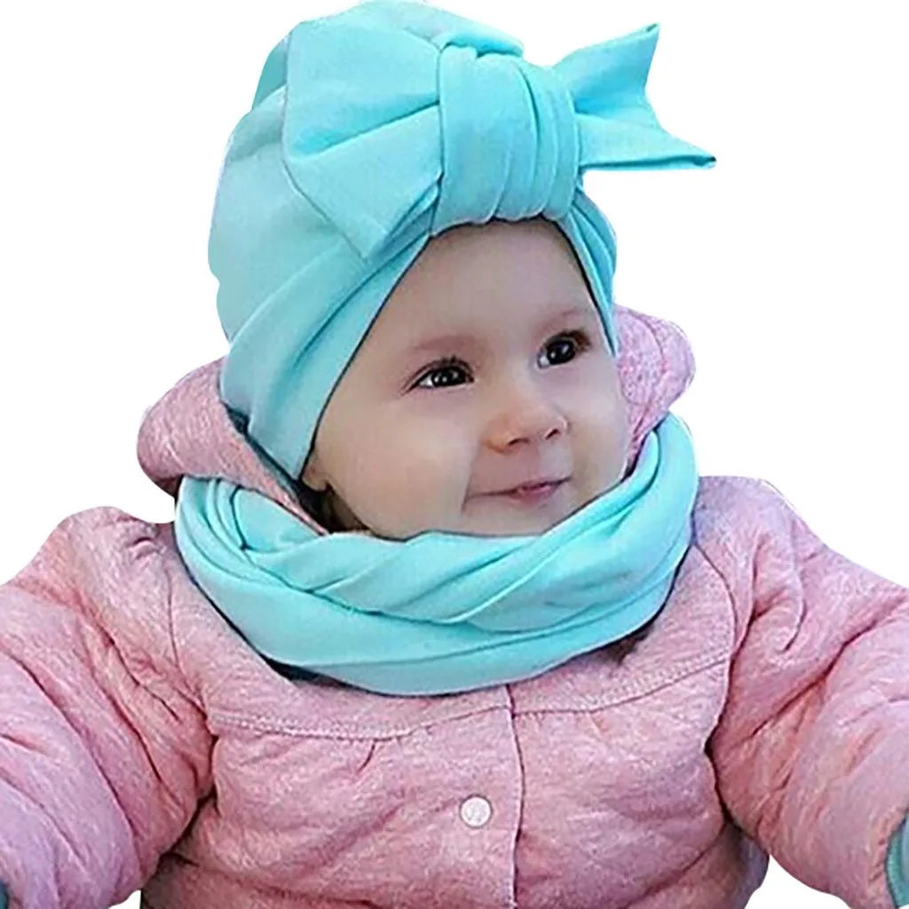 Модная детская вязаная теплая зимняя детская шапка с меховым помпоном и воротником-бантиком для маленьких девочек и мальчиков Новое поступление аксессуаров