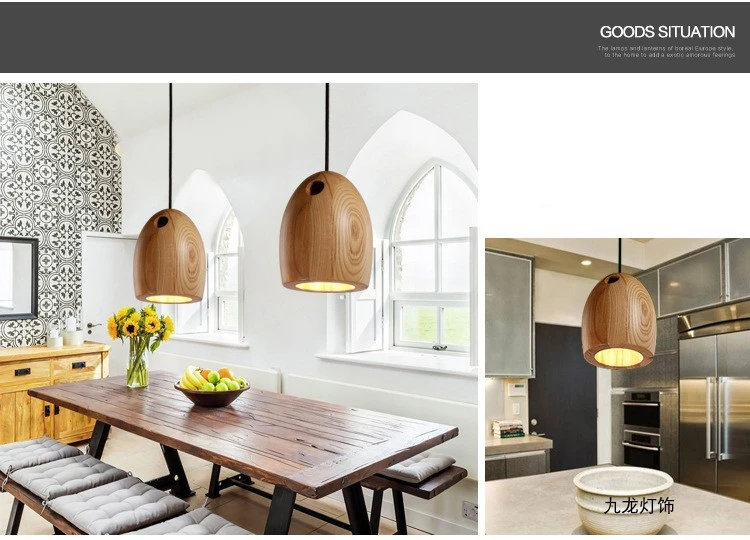 Chinese Classical Wooden Pendant Lights Modern Design Art Led Hanglamp Living Room Bedroom Pendant Lamps E27 Cafe Bar Suspension