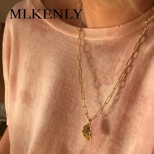

MLKENLY 925 sterling silver necklace Maria Disintegration Necklace Irregular Chain Necklace Long Net Red with Korean Ornaments